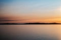Silhouette of Ons Island in Galicia at dusk, Spain Royalty Free Stock Photo