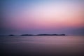 Silhouette of Ons Island in Galicia at dusk, Spain Royalty Free Stock Photo