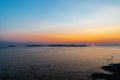 Silhouette of Ons Island in Galicia, Spain Royalty Free Stock Photo