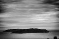 Silhouette of Ons Island in Galicia, Spain Royalty Free Stock Photo