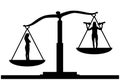 Silhouette ordinary woman on scales justice in priority over selfish woman