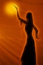 Silhouette of an oriental dancer Royalty Free Stock Photo