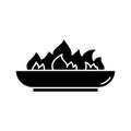 Silhouette Outdoor Fire Pit icon. Outline logo of low bonfire bowl. Black simple illustration of campfire, accessory for backyard Royalty Free Stock Photo