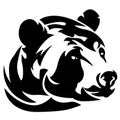 The silhouette, the outline of the bearÃ¢â¬â¢s face is drawn in black over a white background with lines of various widths Royalty Free Stock Photo