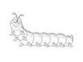 Silhouette, outline, black and white caterpillar. Coloring book for children