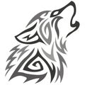 The silhouette, outline of the gray face of a wolf on a white background is drawn by zigzag lines of various widths Royalty Free Stock Photo