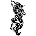 Silhouette, outline wolf eagle lion drawn in black on a white background with lines of different widths