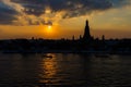 Silhouette over Wat Arun at sunset