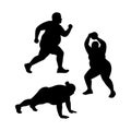 silhouette of overweight people exercising Royalty Free Stock Photo