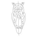 Silhouette of an owl in one line in a minimalist style. The design is suitable for modern tattoos, decor, logo, icon, symbol Royalty Free Stock Photo