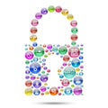 Silhouette padlock consisting of apps icons