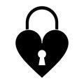 Silhouette padlock shaped heart loved