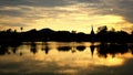 Silhouette pagoda at sunset of Wat Tra Phang Thong, Sukhothai Royalty Free Stock Photo