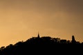 Silhouette of Pagoda on the top of mountain,Phra Nakhon Khiri Royalty Free Stock Photo