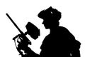 Silhouette of a paintball shooter Royalty Free Stock Photo