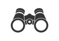 Silhouette of a pair of binoculars against a white background. The design features two Royalty Free Stock Photo