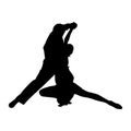 Couple dancing tango, silhouette of couple dancers Royalty Free Stock Photo