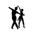 Silhouette of a pair of dancers sporting latin classical dances Royalty Free Stock Photo