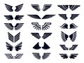 Silhouette pair of wings icon. Angel wing, decorative fly emblem and eagle stencil symbols vector icons bundle Royalty Free Stock Photo