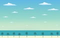 Silhouette palm tree on the beach in flat icon design and blue sky Royalty Free Stock Photo