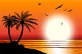 Silhouette of palm tree on beach. Royalty Free Stock Photo