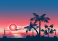 Silhouette of palm trees against the background Royalty Free Stock Photo