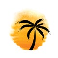 Silhouette of palm trees against the sun. Vector. Royalty Free Stock Photo