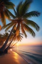 Silhouette of palm trees Beautiful sunset on the tropical sea beach background for travel in holiday relax time, Royalty Free Stock Photo