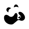 Silhouette of a panda covering her eyes with black paws on a white isolated background in the style of minimalism. Tattoo, animal