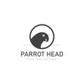 Silhouette parrot with circle logo design icon illustration