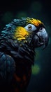 Silhouette Parrot on Dark Background. Generative AI