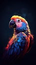 Silhouette Parrot on Dark Background. Generative AI