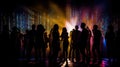 Silhouette of a party crowd on a disco lights background. AI Generative Royalty Free Stock Photo