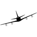 Silhouette passenger aircraft on a white background