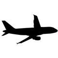 Silhouette passenger aircraft on a white background