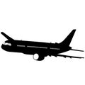 Silhouette passenger aircraft on a white background