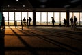 Silhouette passenger at departure terminal gate