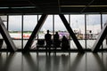 Silhouette of passengers at Don Mueang International Airport Royalty Free Stock Photo