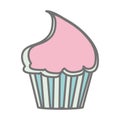 Silhouette pastel color sweet cupcake icon
