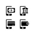 Silhouette payment method icons design isolated on white background Royalty Free Stock Photo