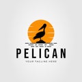 silhouette pelican bird logo or perching heron icon vector illustration design