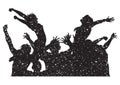 Silhouette of people cheering. Vector illustration decorative design