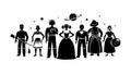 Silhouette of People Through Different Eras, vector design Generative AI Royalty Free Stock Photo