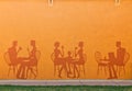 Silhouette of People Eating in a Restaurant Royalty Free Stock Photo