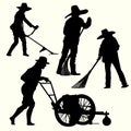 Silhouette of people gardening