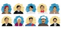 Silhouette of people head vector icon design hero