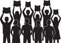 Silhouette of People Holding Books Up Illustration for Education and Knowledge Projects Royalty Free Stock Photo