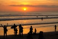 Silhouette of People looking at Sunset at Kuta beach, Royalty Free Stock Photo