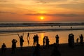 Silhouette of People looking at Sunset at Kuta Royalty Free Stock Photo