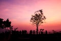 Silhouette people on sunset view point Royalty Free Stock Photo